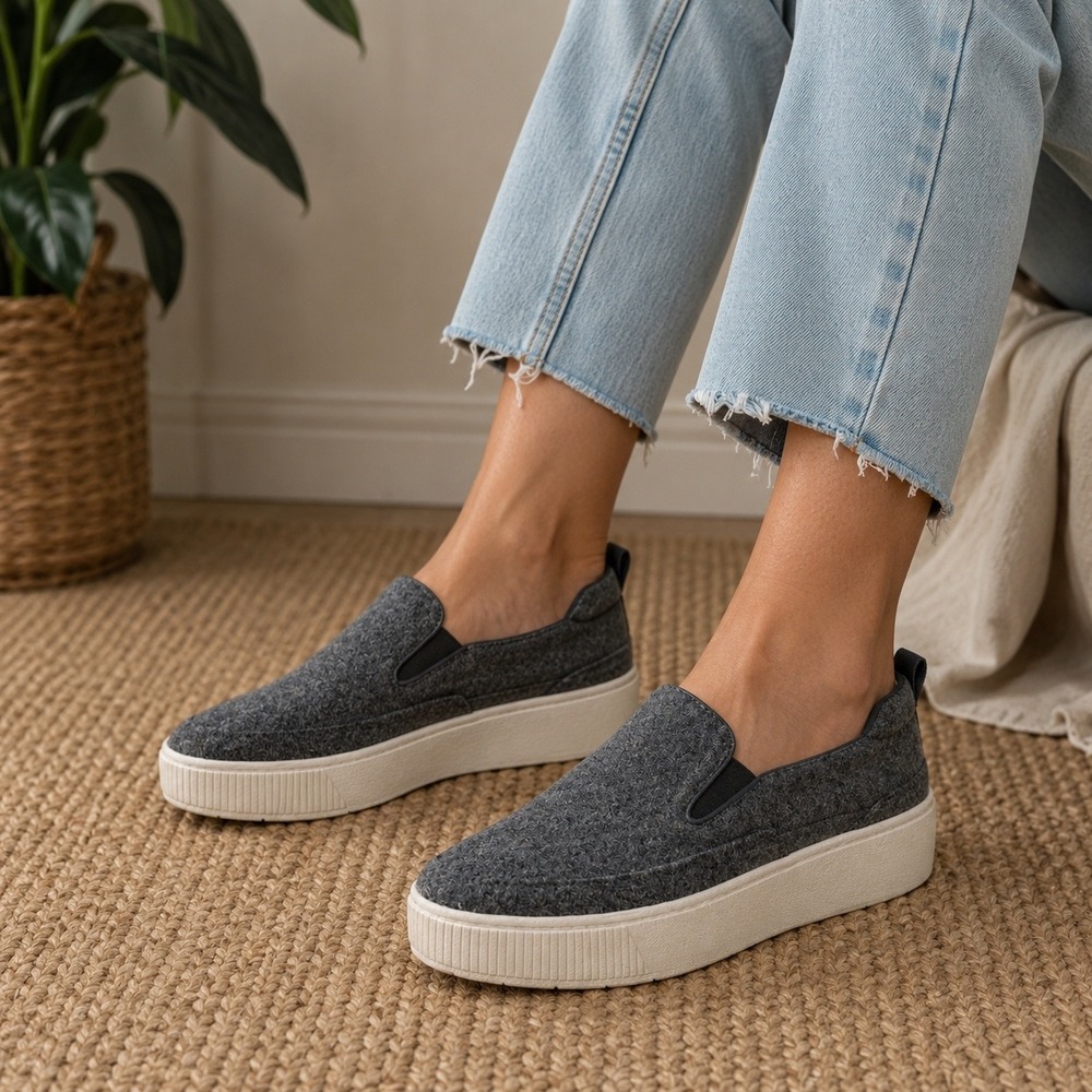 Franco Sarto Slip‎ On Sneakers Platform Casual Comfort Shoes Gray